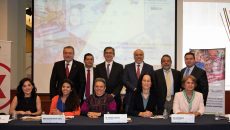 La presentación de los resultados de la Consulta de la Agenda Ciudadana en Iberoamérica en Ciencia, Tecnología e Innovación, en las instalaciones de la SRE, estuvo encabezada por Enrique Cabrero, director general del Conacyt; José Franco, expresidente de la AMC y actual coordinador general del FCCyT; así como el embajador Agustín García-López, director de la Agencia Mexicana para la Cooperación Internacional (Foto: Luz Olivia Badillo/AMC.)