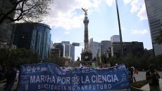 Por segunda ocasión se realizó en la Ciudad de México la Marcha por la Ciencia, la cual partió del Ángel de la Independencia y finalizó en el Zócalo. En ella participaron estudiantes, investigadores y ciudadanos que expresaron demandas a favor de la ciencia y la tecnología. (Fotos: Luz Olivia Badillo/AMC.)