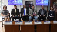 José Franco (centro), coordinador general de Noche de las Estrellas (NdE), encabezó la rueda de prensa para anunciar la realización de NdE 2018 en su décima edición, el próximo sábado 17 de noviembre. En la imagen (izq. a der.): Adriana Guerra, del FCCyT, José Rodríguez, director del Centro de Difusión de Ciencia y Tecnología del IPN; Jesús González, director del Instituto de Astronomía de la UNAM; José Franco, coordinador del FCCyT; José García, socio fundador de Kosmos Scientific de México; y Patricia Rojas, jefa de la marca CELESTRON. (Foto: Elizabeth Ruiz Jaimes/AMC.)