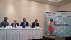 En la presentación del taller “El papel de los macro datos en pro de una movilidad más sustentable” participaron Rodrigo Díaz González, subsecretario de Planeación, Políticas y Regulación de la Semovi; Mario Molina, titular de la asociación civil Centro Mario Molina; Jean Baptiste Sabatié, director de la Agencia Francesa de Desarrollo en México; y Germán Galván, socio de McKinsey para temas de sector público, capital e infraestructura. (Foto: Cortesía Centro Mario Molina.)