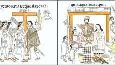 Fragmento del Lienzo de Tlaxcala, códice postcortesiano, elaborado por talxcaltecas en el siglo XVI, en el que se representan varios episodios en los que Malintzin o Marina acompaña al conquistador español Hernán Cortés (Imagen: Lienzo de Tlaxcala.)