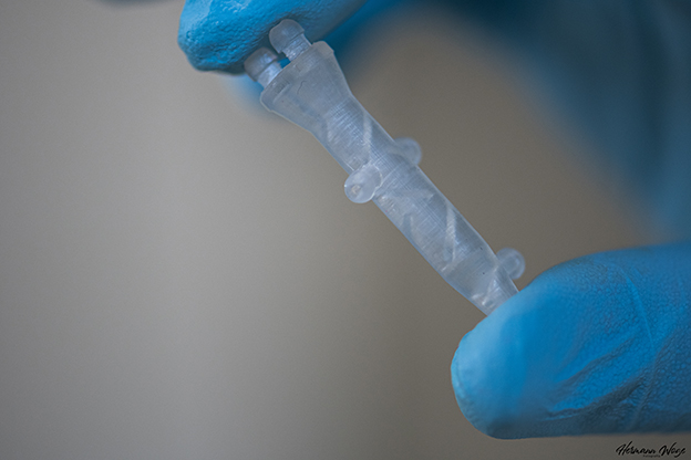 Cabezal de bioimpresión 3D caótica continua. Foto: Cortesía de la investigadora.